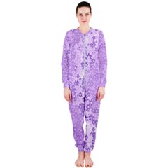 Purple Wildflowers Pattern Onepiece Jumpsuit (ladies)  by SpinnyChairDesigns