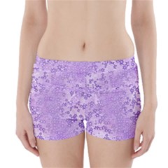 Purple Wildflowers Pattern Boyleg Bikini Wrap Bottoms by SpinnyChairDesigns