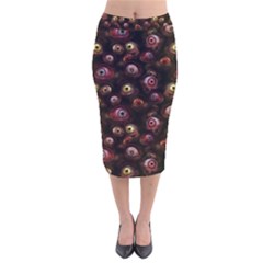 Zombie Eyes Pattern Velvet Midi Pencil Skirt