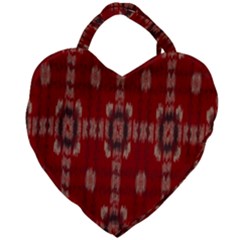 Red Grey Ikat Pattern Giant Heart Shaped Tote by SpinnyChairDesigns