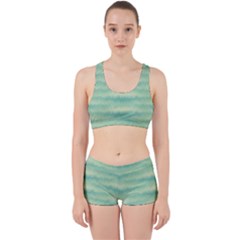 Light Green Turquoise Ikat Pattern Work It Out Gym Set