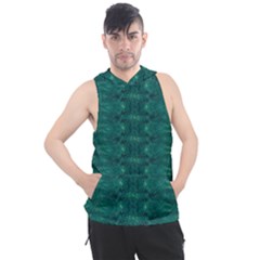 Teal Ikat Pattern Men s Sleeveless Hoodie by SpinnyChairDesigns