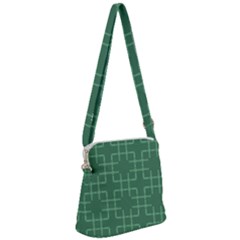 Dark Mint Green Geometric Zipper Messenger Bag by SpinnyChairDesigns