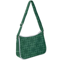 Dark Mint Green Geometric Zip Up Shoulder Bag by SpinnyChairDesigns