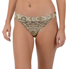 Ecru And Brown Intricate Pattern Band Bikini Bottom by SpinnyChairDesigns