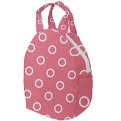 Coral Pink And White Circles Polka Dots Travel Backpacks by SpinnyChairDesigns