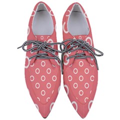 Coral Pink And White Circles Polka Dots Pointed Oxford Shoes by SpinnyChairDesigns