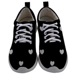 Black And White Polka Dot Hearts Mens Athletic Shoes by SpinnyChairDesigns