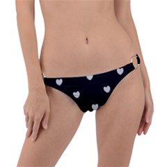 Black And White Polka Dot Hearts Ring Detail Bikini Bottom by SpinnyChairDesigns