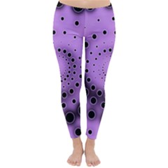 Abstract Black Purple Polka Dot Swirl Classic Winter Leggings by SpinnyChairDesigns