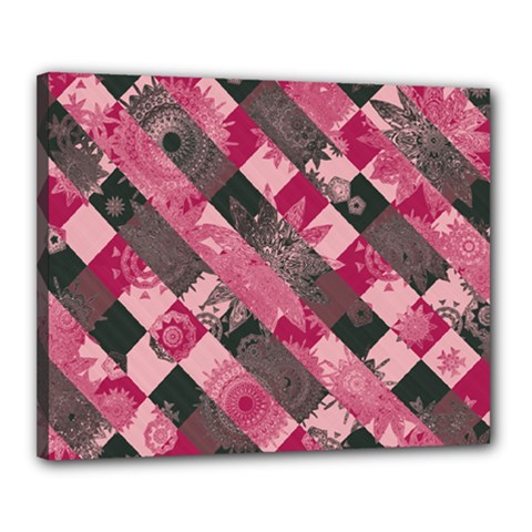 Abstract Pink Grey Stripes Canvas 20  X 16  (stretched) by SpinnyChairDesigns