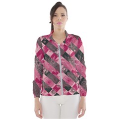 Abstract Pink Grey Stripes Women s Windbreaker by SpinnyChairDesigns