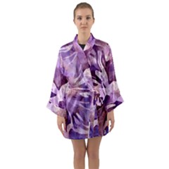 Plum Purple Abstract Floral Pattern Long Sleeve Satin Kimono by SpinnyChairDesigns