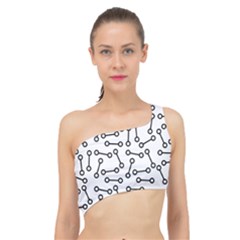 Abstract Black And White Minimalist Spliced Up Bikini Top  by SpinnyChairDesigns