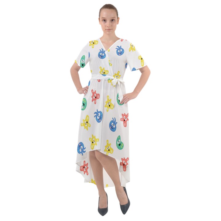 Cute Cartoon Germs Viruses Microbes Front Wrap High Low Dress