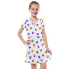 Cartoon Corona Virus Covid 19 Kids  Cross Web Dress by SpinnyChairDesigns