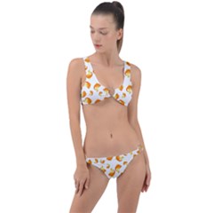 Orange Goldfish Pattern Ring Detail Crop Bikini Set by SpinnyChairDesigns