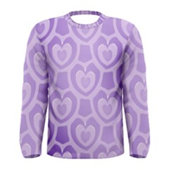 Purple Hearts Pattern Men s Long Sleeve Tee by SpinnyChairDesigns