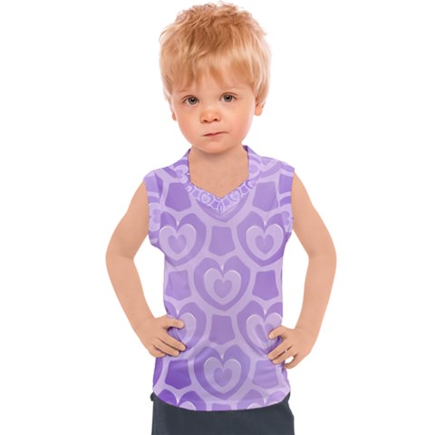 Purple Hearts Pattern Kids  Sport Tank Top by SpinnyChairDesigns