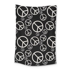 Black And White Peace Symbols Small Tapestry by SpinnyChairDesigns