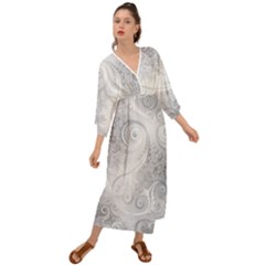 White Silver Swirls Pattern Grecian Style  Maxi Dress by SpinnyChairDesigns