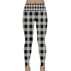 Black And White Buffalo Plaid Lightweight Velour Classic Yoga Leggings by SpinnyChairDesigns