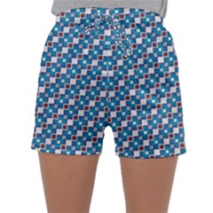 Country Blue Checks Pattern Sleepwear Shorts