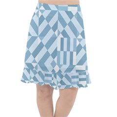 Truchet Tiles Blue White Fishtail Chiffon Skirt by SpinnyChairDesigns