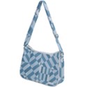 Truchet Tiles Blue White Zip Up Shoulder Bag View2