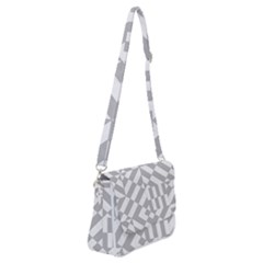 Truchet Tiles Grey White Pattern Shoulder Bag With Back Zipper by SpinnyChairDesigns