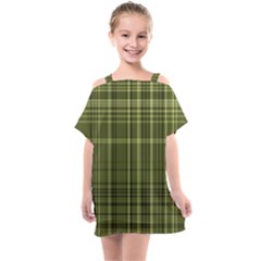 Green Madras Plaid Kids  One Piece Chiffon Dress