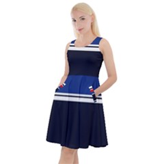 Casual Uniform Stripes Knee Length Skater Dress With Pockets by tmsartbazaar