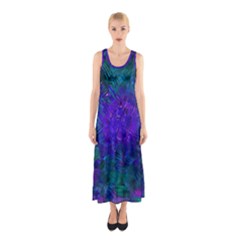 Indigo Abstract Art Sleeveless Maxi Dress by SpinnyChairDesigns
