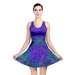 Indigo Abstract Art Reversible Skater Dress by SpinnyChairDesigns