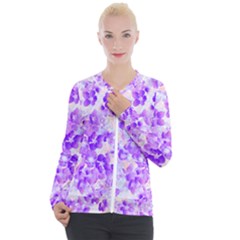 Purple Spring Flowers Casual Zip Up Jacket by DinkovaArt