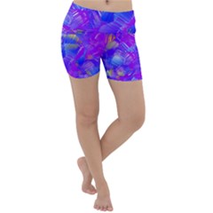 Fuchsia Magenta Abstract Art Lightweight Velour Yoga Shorts by SpinnyChairDesigns