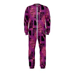Fuchsia Black Abstract Checkered Stripes  Onepiece Jumpsuit (kids) by SpinnyChairDesigns