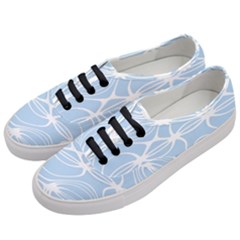 Blue And White Clam Shell Stripes Women s Classic Low Top Sneakers by SpinnyChairDesigns