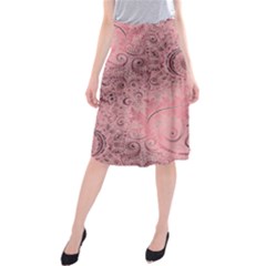 Orchid Pink And Blush Swirls Spirals Midi Beach Skirt by SpinnyChairDesigns