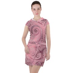 Orchid Pink And Blush Swirls Spirals Drawstring Hooded Dress by SpinnyChairDesigns