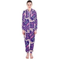 Amethyst And Pink Checkered Stripes Hooded Jumpsuit (ladies)  by SpinnyChairDesigns