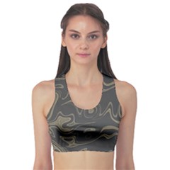 Taupe Umber Abstract Art Swirls Sports Bra by SpinnyChairDesigns