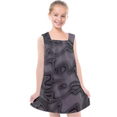Dark Plum And Black Abstract Art Swirls Kids  Cross Back Dress by SpinnyChairDesigns