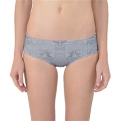 Silver Grey Decorative Floral Pattern Classic Bikini Bottoms by SpinnyChairDesigns