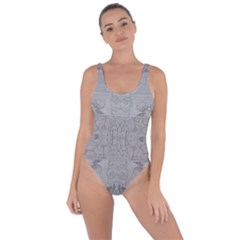 Silver Grey Decorative Floral Pattern Bring Sexy Back Swimsuit by SpinnyChairDesigns