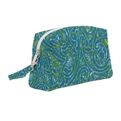 Abstract Blue Green Jungle Paisley Wristlet Pouch Bag (medium) by SpinnyChairDesigns