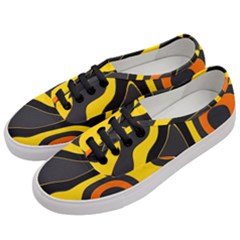 Yellow Black Orange Abstract Art Pattern Women s Classic Low Top Sneakers by SpinnyChairDesigns