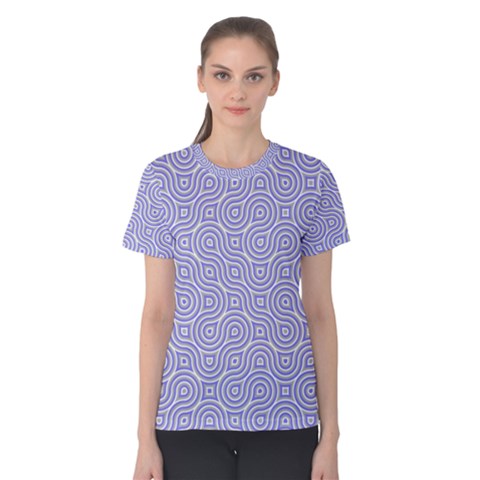 Royal Purple Grey And White Truchet Pattern Women s Cotton Tee by SpinnyChairDesigns