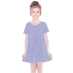 Royal Purple Grey And White Truchet Pattern Kids  Simple Cotton Dress by SpinnyChairDesigns