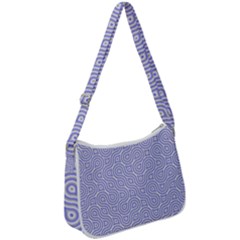 Royal Purple Grey And White Truchet Pattern Zip Up Shoulder Bag by SpinnyChairDesigns
